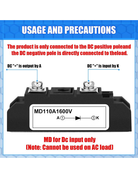 Diodo Solar Yexiya MD 110A-16 Anti Retorno 1600V 100A Diodo Solar Yexiya MD 110A-16 Anti Retorno 1600V 100A