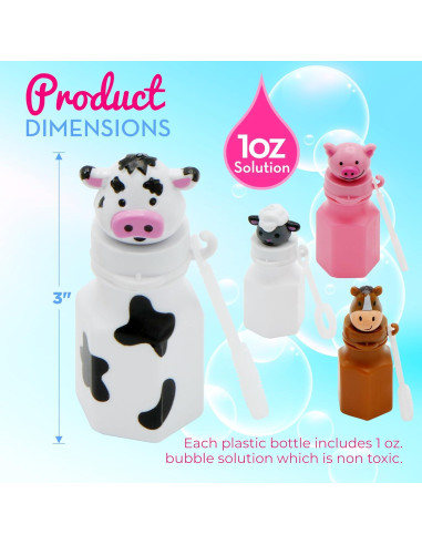 Burbujas de Animales de Granja 4E's Novelty - Paquete de 12