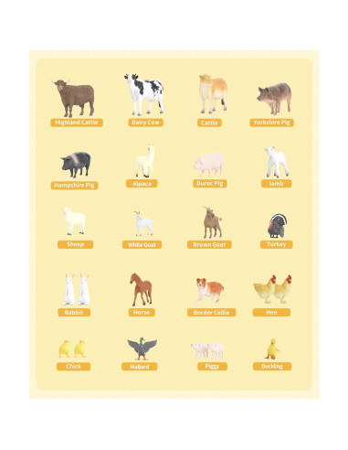 Juego de Figuras de Animales de Granja RECUR 45 Piezas