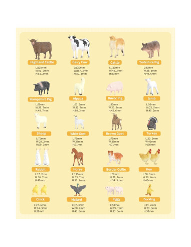 Juego de Figuras de Animales de Granja RECUR 45 Piezas