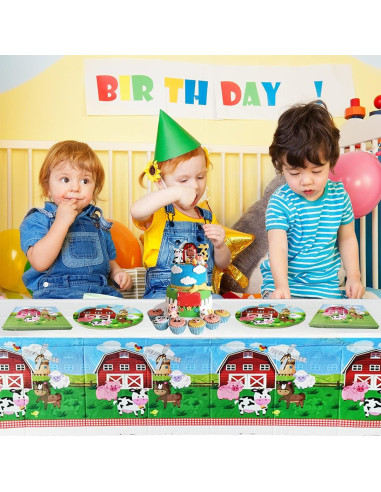 Juego de Vajilla de Fiesta Animales de Granja 20 Platos 20 Servilletas