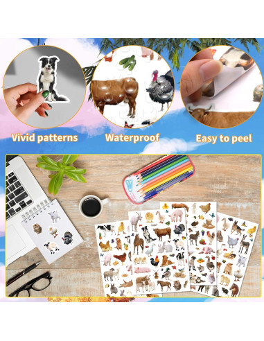Pegatinas de Animales de Granja Genérico 720 Piezas Decorativas