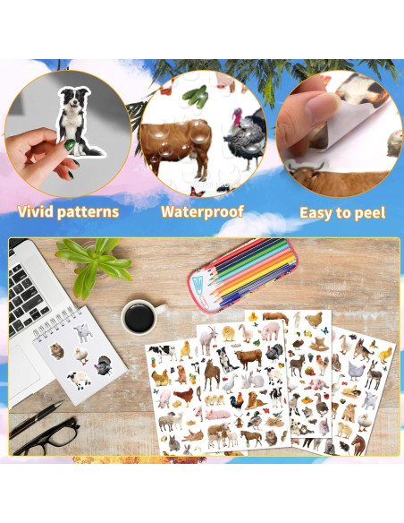 Pegatinas de Animales de Granja Genérico 720 Piezas Decorativas