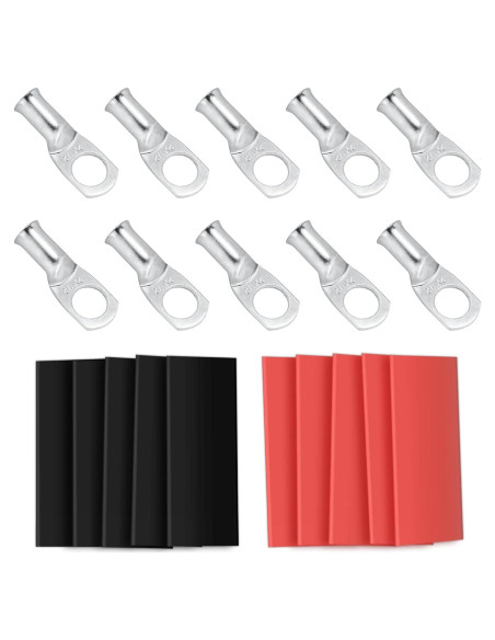 10 Terminales de Anillo de Cobre Estañado 6 AWG Sanuke