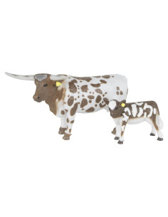Vaca y Ternero Longhorn Big Country Toys 1:20 Pintados a Mano
