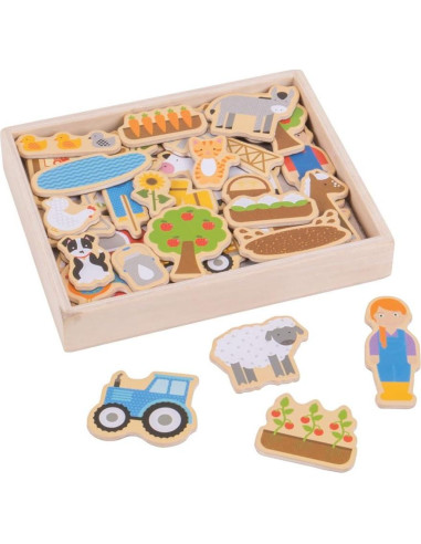 Imanes de Madera Bigjigs Toys - 35 Piezas de Granja