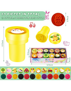 60 Sellos de Animales de Granja Gueevin para Niños 2