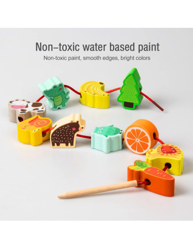 Juguete Montessori de Enhebrado de Madera YiTTOO 42 Piezas