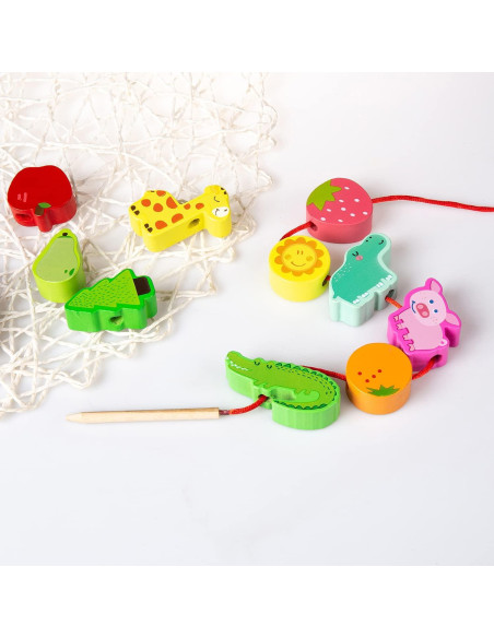 Juguete Montessori de Enhebrado de Madera YiTTOO 42 Piezas