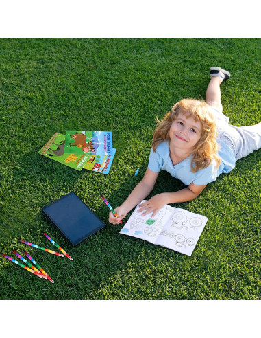 24 Libros para Colorear de Granja + Crayones Apilables