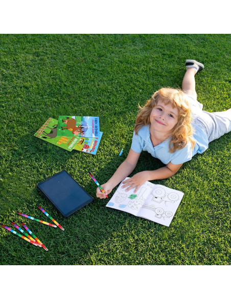 24 Libros para Colorear de Granja + Crayones Apilables