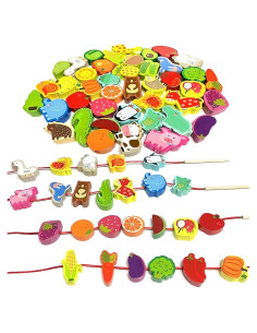 Juguetes de Cuentas de Enhebrar Intsinzi 46 Piezas Montessori