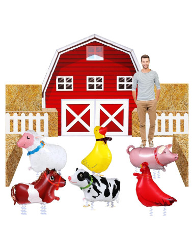 Decoración de Fiesta de Granja VioraWhite 15 Pcs Animales