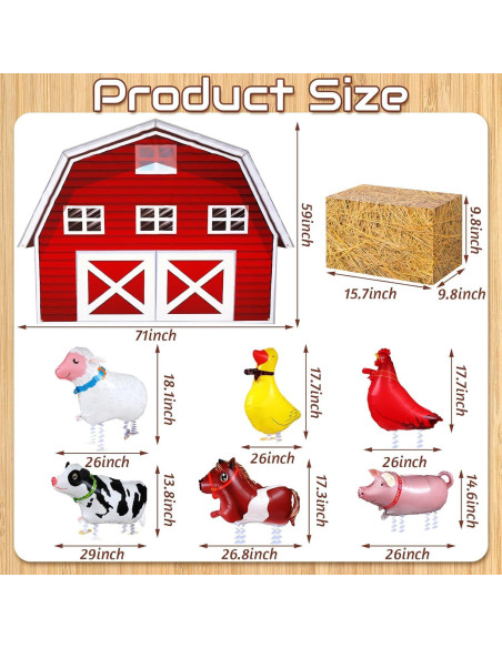 Decoración de Fiesta de Granja VioraWhite 15 Pcs Animales