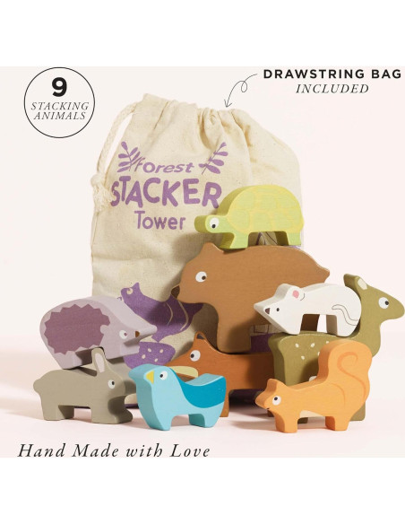 Le Toy Van Rompecabezas Apilamiento Madera 9 Animales 14cm