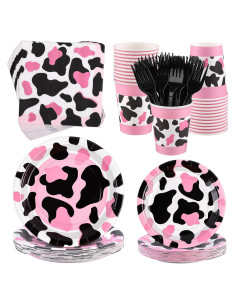 Juego de Vajilla de Fiesta 144 Piezas Kochorie Vaca Rosa