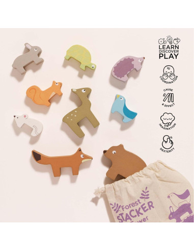 Le Toy Van Rompecabezas Apilamiento Madera 9 Animales 14cm