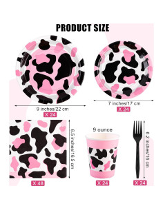 Juego de Vajilla de Fiesta 144 Piezas Kochorie Vaca Rosa 2