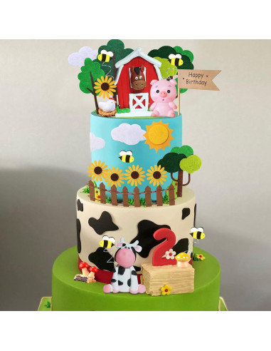 30 Piezas Topper Pastel Animales Granja RASSLISA Decoración