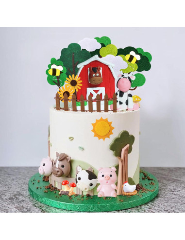 30 Piezas Topper Pastel Animales Granja RASSLISA Decoración