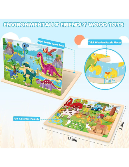 Rompecabezas de Animales LACCHOUFEE 4 Piezas 24 Pzs Rompecabezas de Animales LACCHOUFEE 4 Piezas 24 Pzs