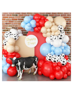 Kit de Arco de Globos Isndare Granja Rojo Azul Blanco 40 Piezas