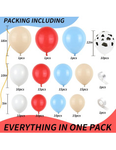 Kit de Arco de Globos Isndare Granja Rojo Azul Blanco 40 Piezas 2