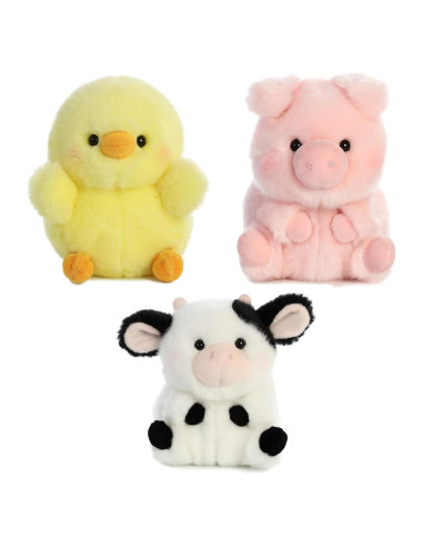 Juguete de Peluche Animales de Granja Aurora Rolly Pet - 3 Piezas