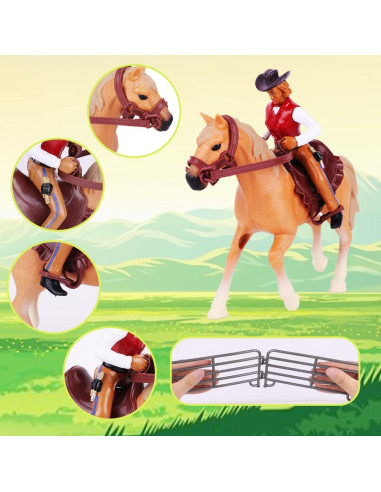 Set Juguetes Rodeo Oeste Peagprav Jinete y Caballo 12.7cm