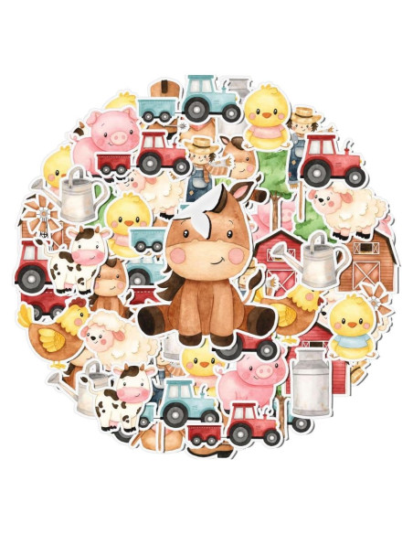 20 Pegatinas de Animales de Granja PC - Decoración Fiesta
