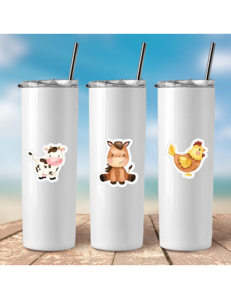 20 Pegatinas de Animales de Granja PC - Decoración Fiesta