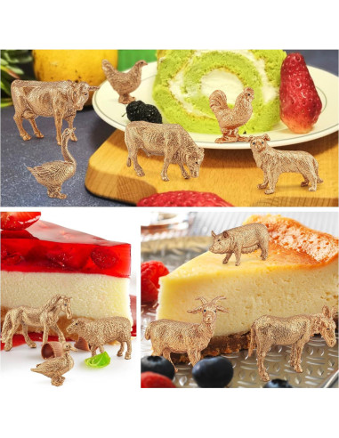 Figuras de Animales de Granja Dorados LC JoyCre 12PCS