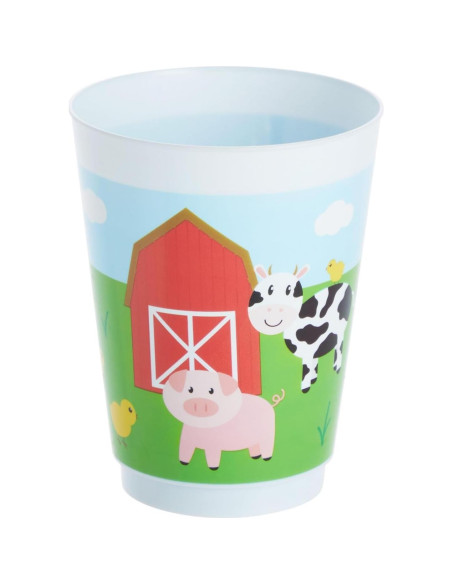 Pack 16 Vasos Plástico Animales Granja Blue Panda 473 ml
