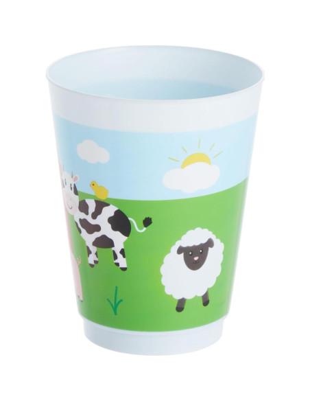 Pack 16 Vasos Plástico Animales Granja Blue Panda 473 ml