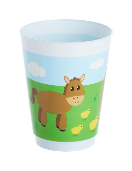 Pack 16 Vasos Plástico Animales Granja Blue Panda 473 ml