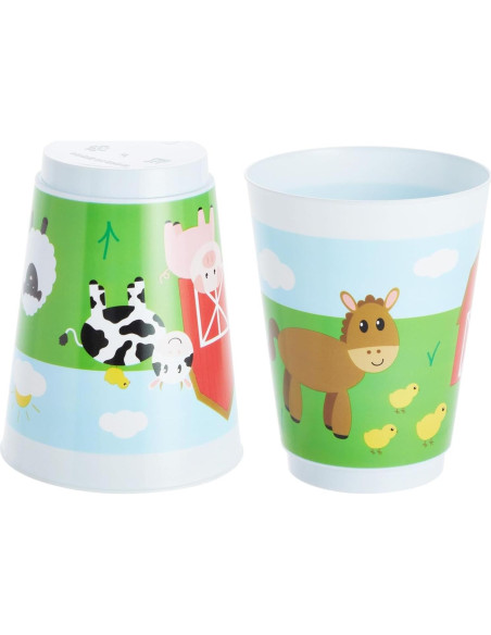 Pack 16 Vasos Plástico Animales Granja Blue Panda 473 ml