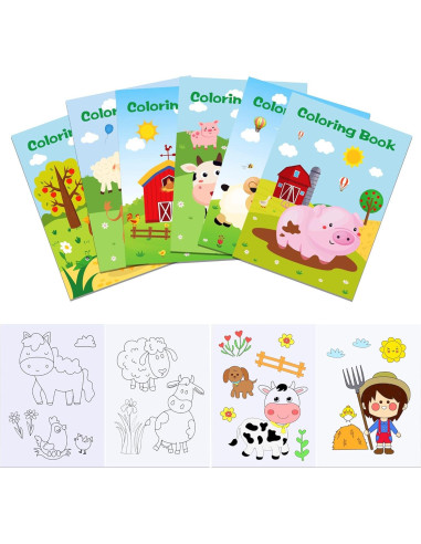 12 Libros para Colorear de Animales de Granja - Littkeef