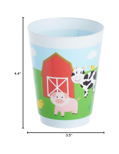 Pack 16 Vasos Plástico Animales Granja Blue Panda 473 ml