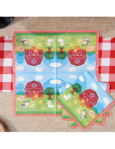 WERNNSAI Platos y Servilletas de Granja 48PCS Fiesta Infantil