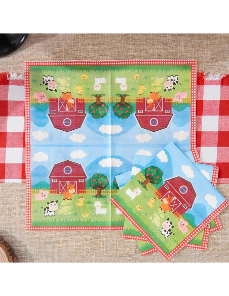 WERNNSAI Platos y Servilletas de Granja 48PCS Fiesta Infantil