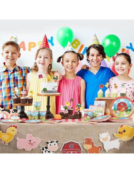 WERNNSAI Platos y Servilletas de Granja 48PCS Fiesta Infantil