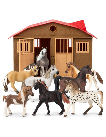 Juego de Caballos 8 en 1 TikOnsYol con Establo 12,7 cm
