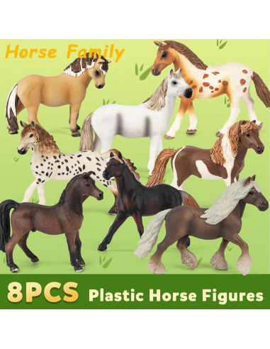 Juego de Caballos 8 en 1 TikOnsYol con Establo 12,7 cm