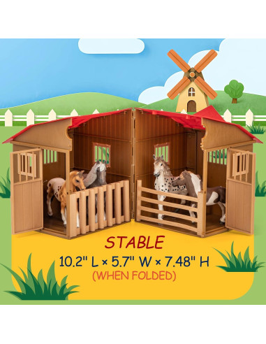 Juego de Caballos 8 en 1 TikOnsYol con Establo 12,7 cm