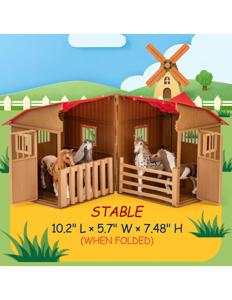 Juego de Caballos 8 en 1 TikOnsYol con Establo 12,7 cm