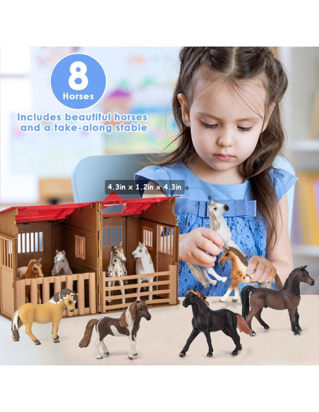 Juego de Caballos 8 en 1 TikOnsYol con Establo 12,7 cm