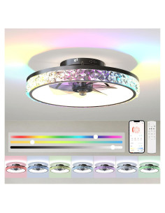 Ventilador de Techo Inteligente RGB 50cm con Luz y Control Remoto
