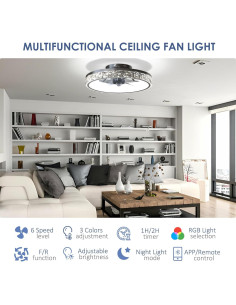 Ventilador de Techo Inteligente RGB 50cm con Luz y Control Remoto 2