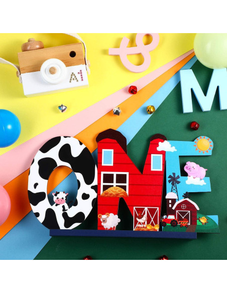 Centro de Mesa de Animales de Granja - Decoración de Madera