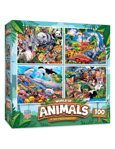 MasterPieces Rompecabezas 4 en 1 para Niños 100 Piezas